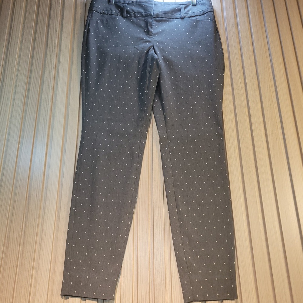 The Limited Exact Stretch Grey Polka Dot Slim Leg Dress Pants Womens 8